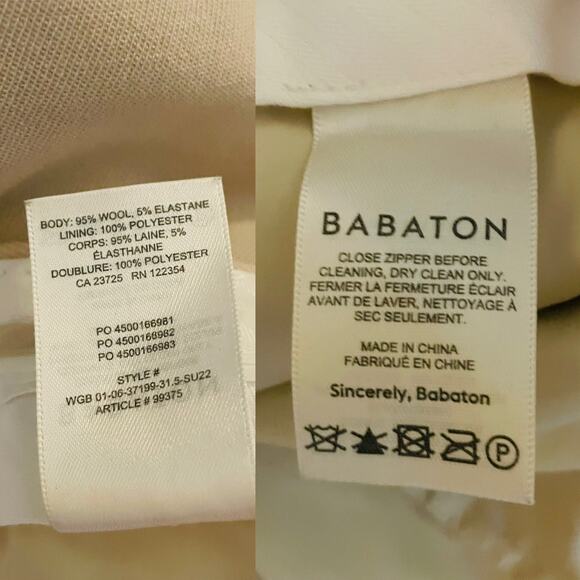 Aritzia Babaton Agency High Waisted Khaki Beige Tailored Work Trousers Pants 16 - Picture 6 of 7